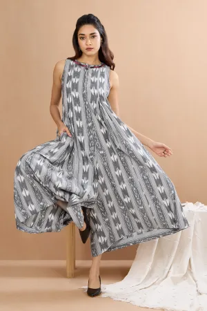 Misty Marble Sleeveless Jumpsuit with Pockets
