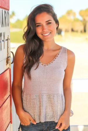 Misty Pink Top with Ruffle Hem