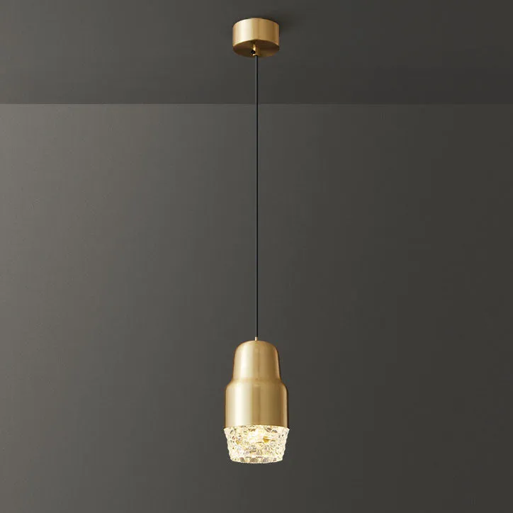 Modern Light Luxury Cylindrical Copper Acrylic LED Pendant Light