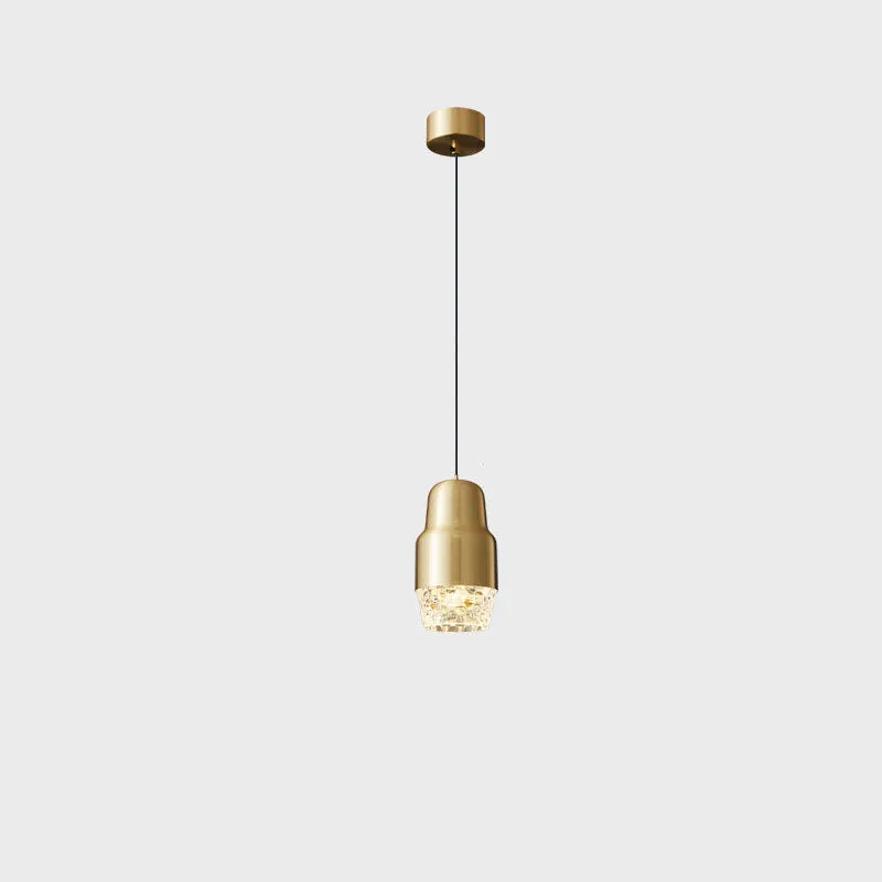 Modern Light Luxury Cylindrical Copper Acrylic LED Pendant Light