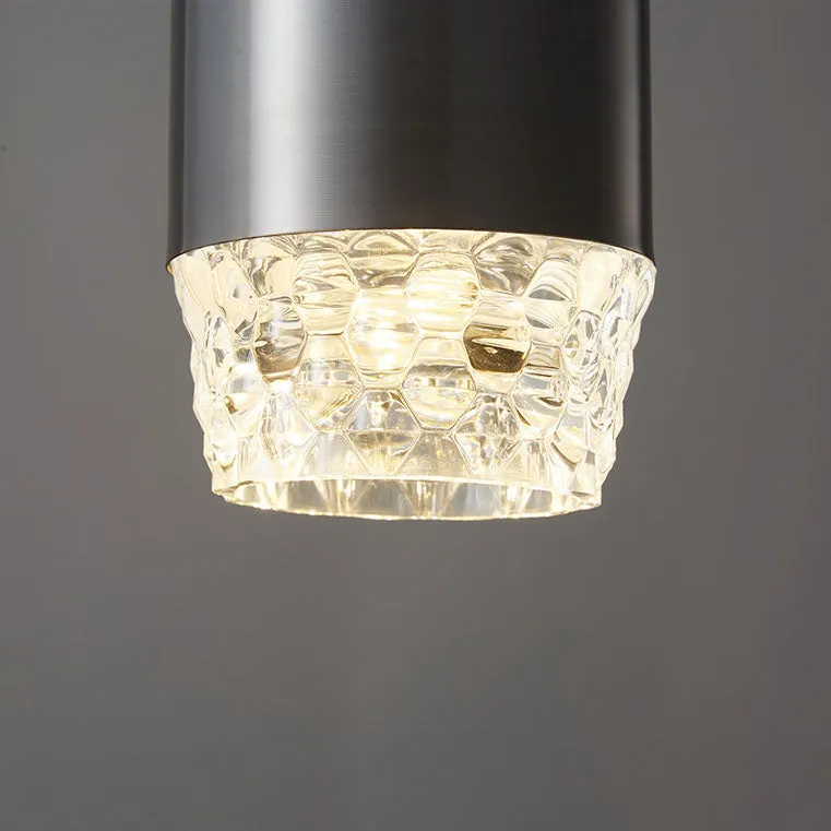 Modern Light Luxury Cylindrical Copper Acrylic LED Pendant Light