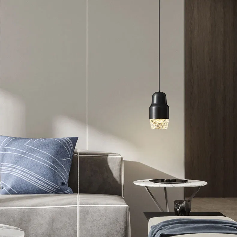 Modern Light Luxury Cylindrical Copper Acrylic LED Pendant Light
