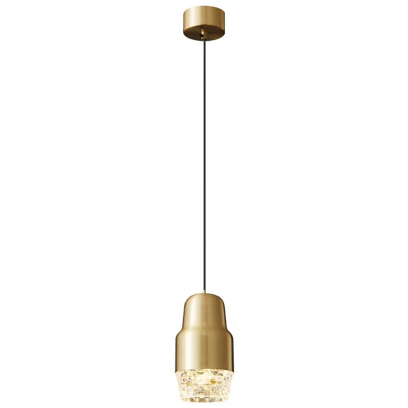 Modern Light Luxury Cylindrical Copper Acrylic LED Pendant Light