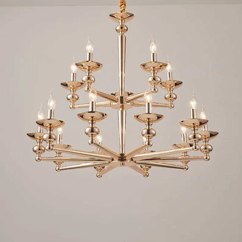 Modern Luxury Candelabra Iron 6/8/10/12/15 Light Chandelier For Living Room
