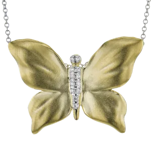 Monarch Butterfly Pendant Necklace in 18k Gold with Diamonds
