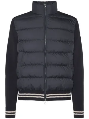 Moncler   Padded tech &amp; cotton cardigan jacket 