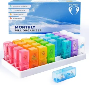 Monthly Pill Organizer 2 Times A Day 30 Day Medicine Organizer Large Pill Case