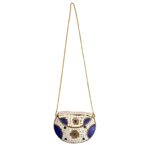 Mosaic Vintage Style Crossbody Clutch White