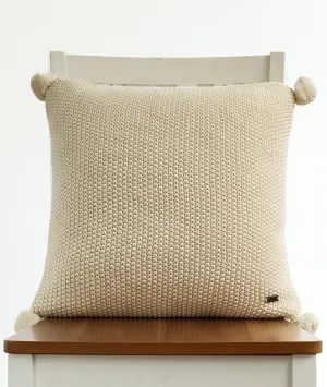 Moss Stitch- Natural Cotton Knitted Decorative Cushion Cover (18" x 18")