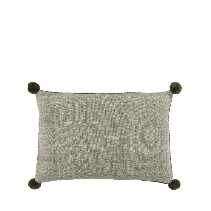 Moss Stitch PomPom Cushion Cover - Green