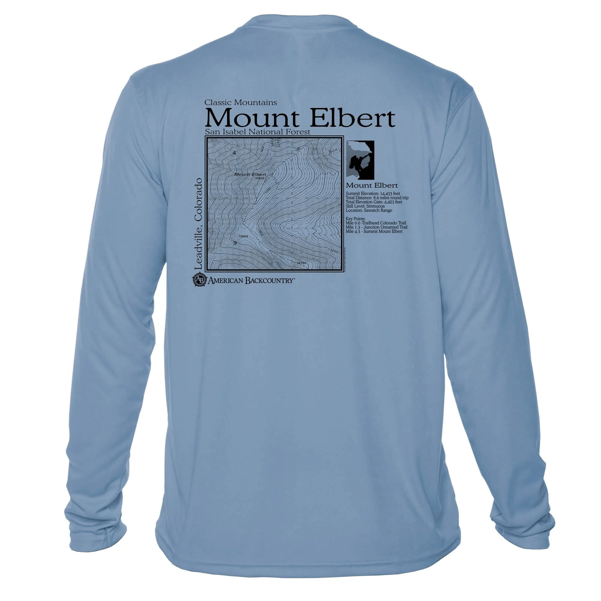 Mount Elbert Classic Mountain Long Sleeve Microfiber Men's T-Shirt