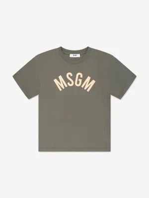 MSGM Boys Jersey Logo T-Shirt in Grey