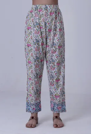 Multicolor Motif Cotton Pant