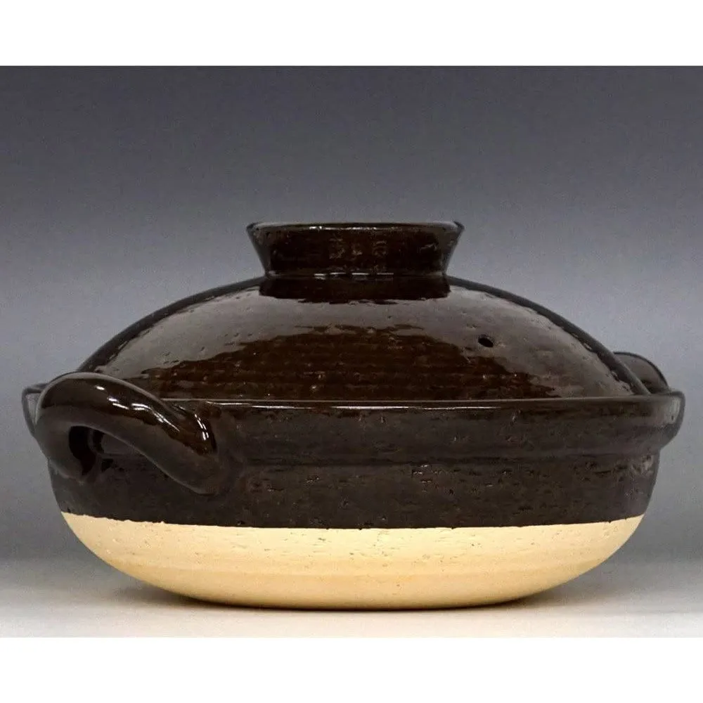 NAGATANIEN IGA Donabe 3-5 people Large 30.5cm Brown Ame Clay Pot
