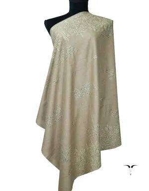 Natural Grey Embroidery Pashmina Shawl 7348