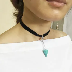 Natural Stone Cone Shape Hanging Pendant Choker Necklaces