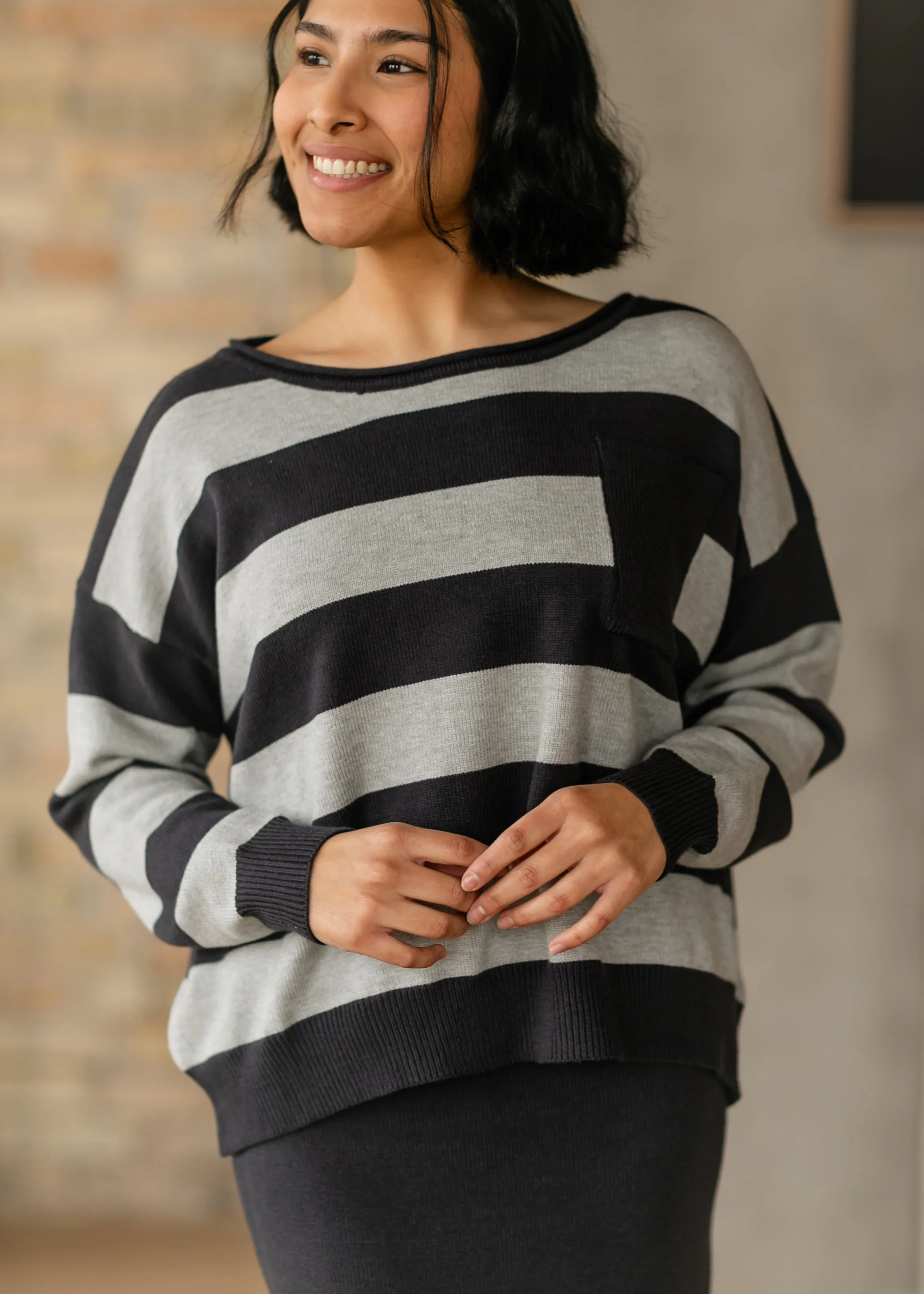 Navy Bold Striped Sweater