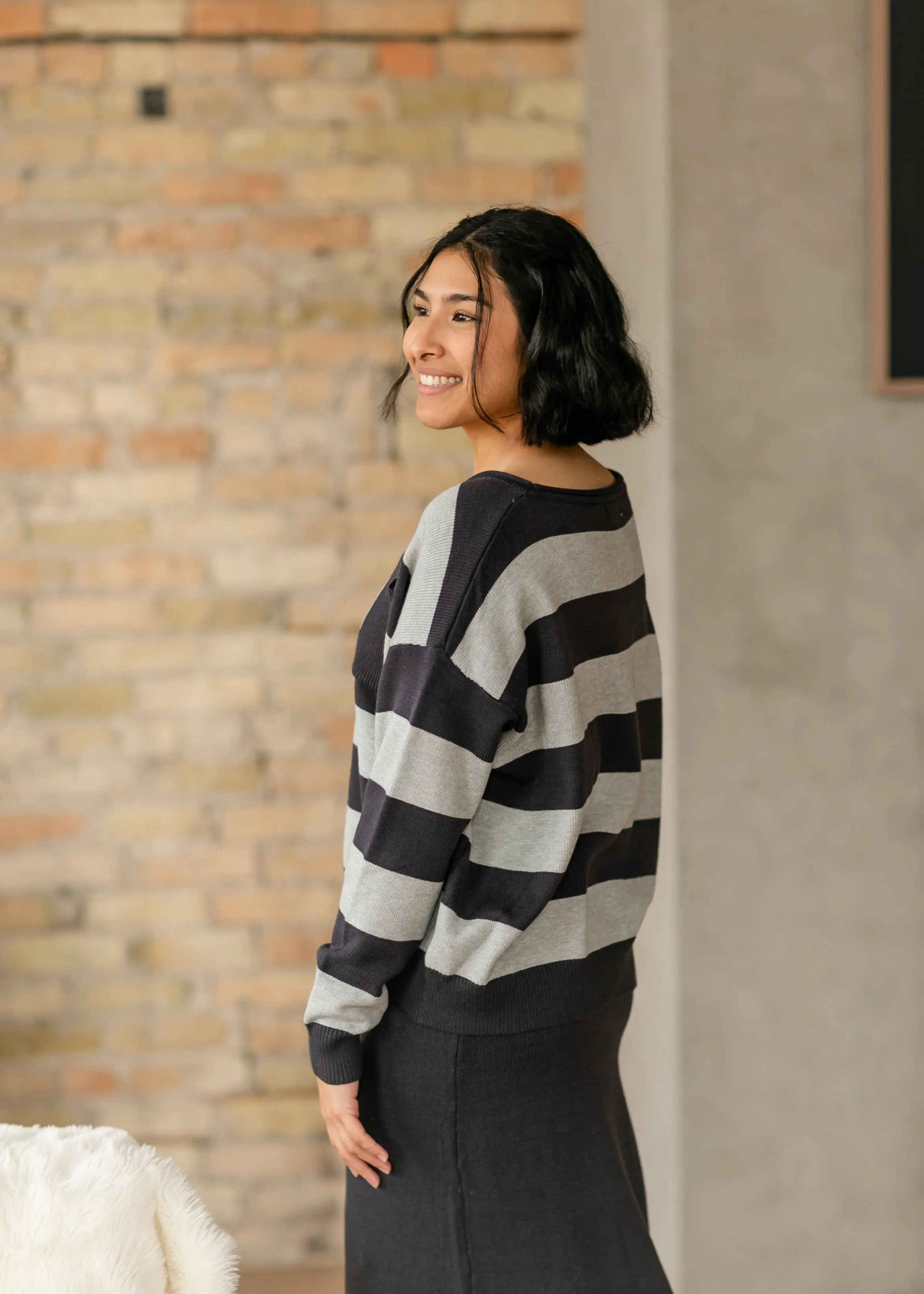Navy Bold Striped Sweater
