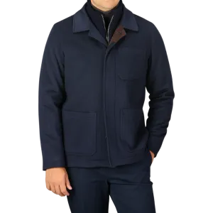 Navy Cashmere Half Padded Chore Coat