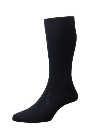 Navy Danvers Mercerised Cotton Socks