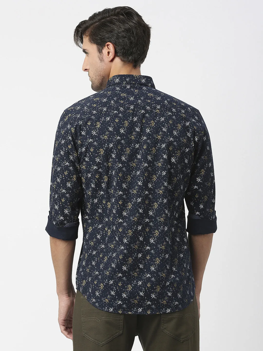 Navy Premium Cotton Twill Printed shirt