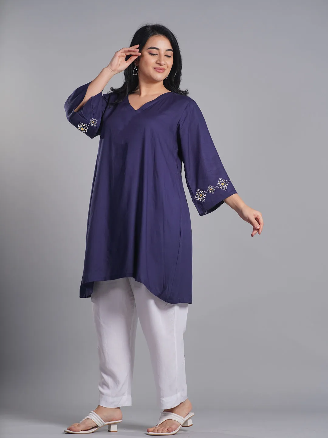 Navy Rayon Kurti - Freya