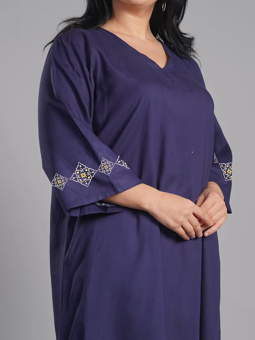 Navy Rayon Kurti - Freya