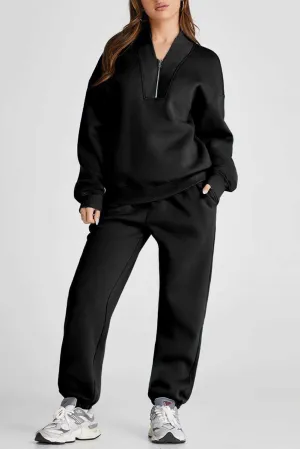 Neck Top & Ribbed Edge Loose Pants Sets - Stylish Comfort