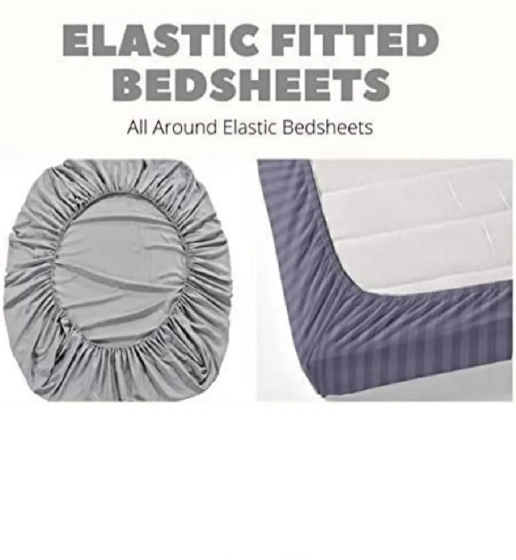 Neekshaa Combo Pack of 2 Super Soft Elastic Fitted Glace Cotton Double Bedsheets with 4 Pillow Covers_Size-72 x 78   8 Inches, Multicolor (Model no.-25)
