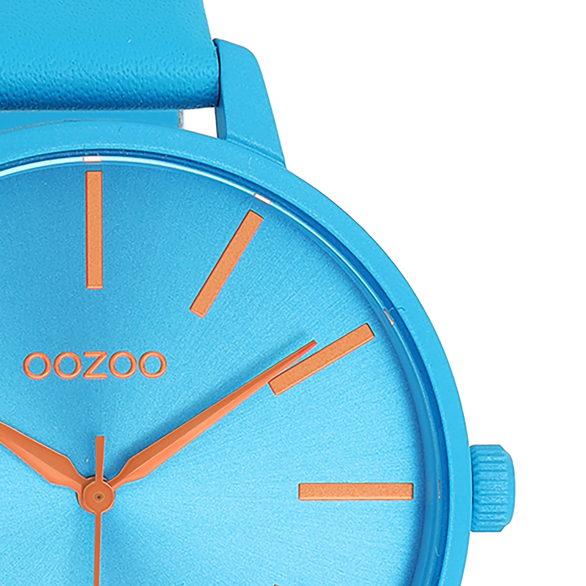 Neon blue OOZOO watch with bright blue leather strap - C11182