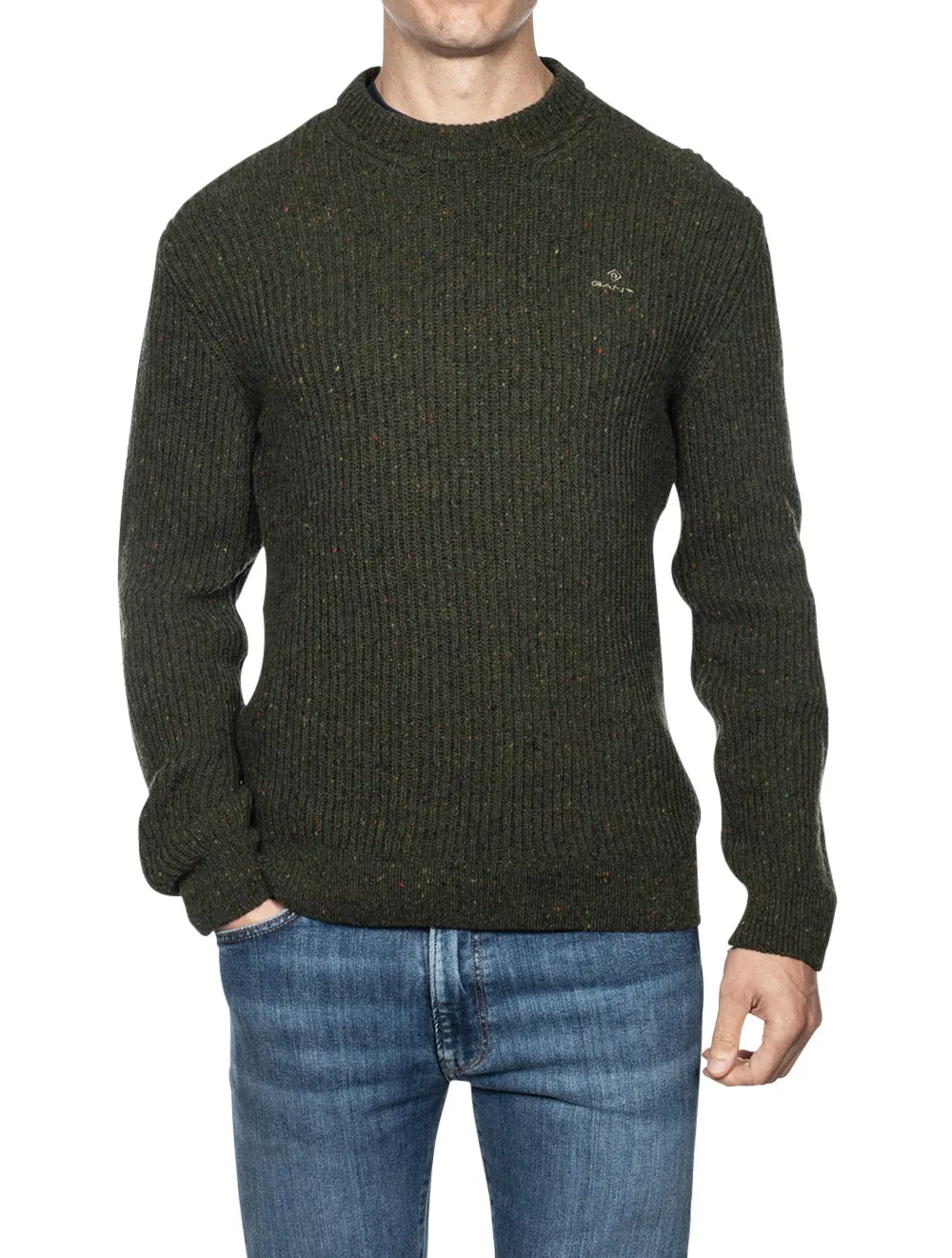 Neps Ribbed Crew Neck Sweater Tartan Green