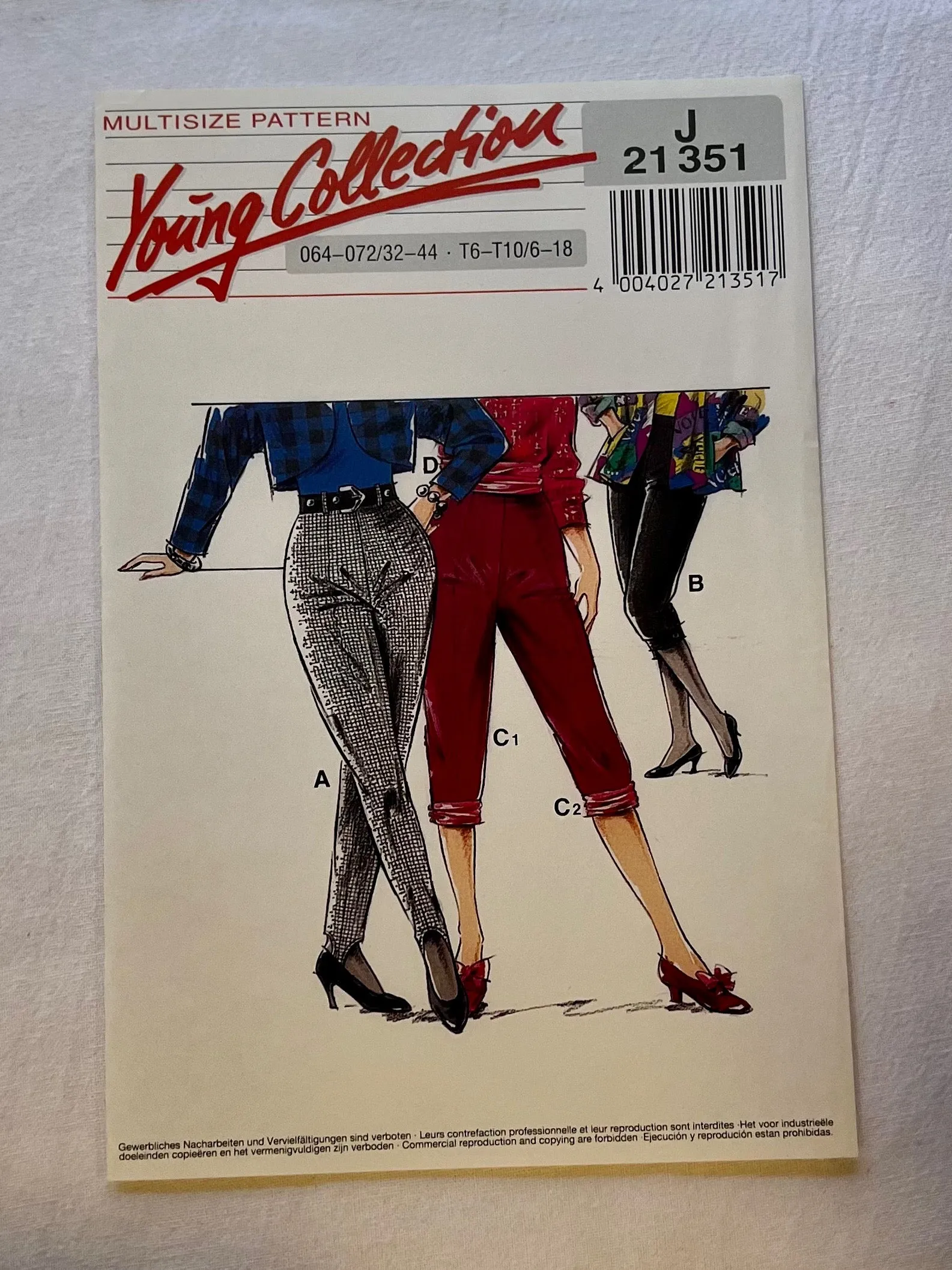 Neue Mode Young Collection J21351 UNCUT Adult Pants Sizes 6-18