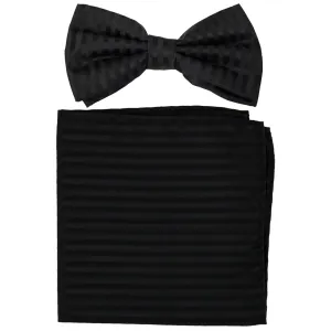 New formal men's pre tied Bow tie & Pocket Square Hankie stripes