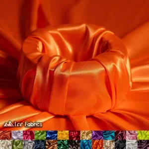 New Shiny Neon Orange Charmeuse Stretch Satin Fabric