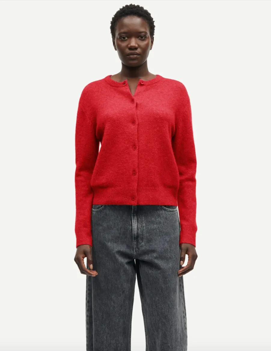 Nor Short Cardigan Scarlet Sage