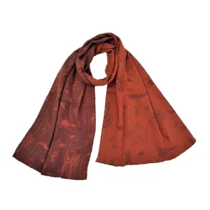 NUNO Scarf: "Sakurai Zoo" (Purple/Orange)