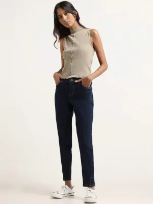 Nuon Dark Blue Slim - Fit Mid - Rise Jeans