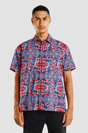 Nusantara Modern Fit Dragon Wave in Poppy Red