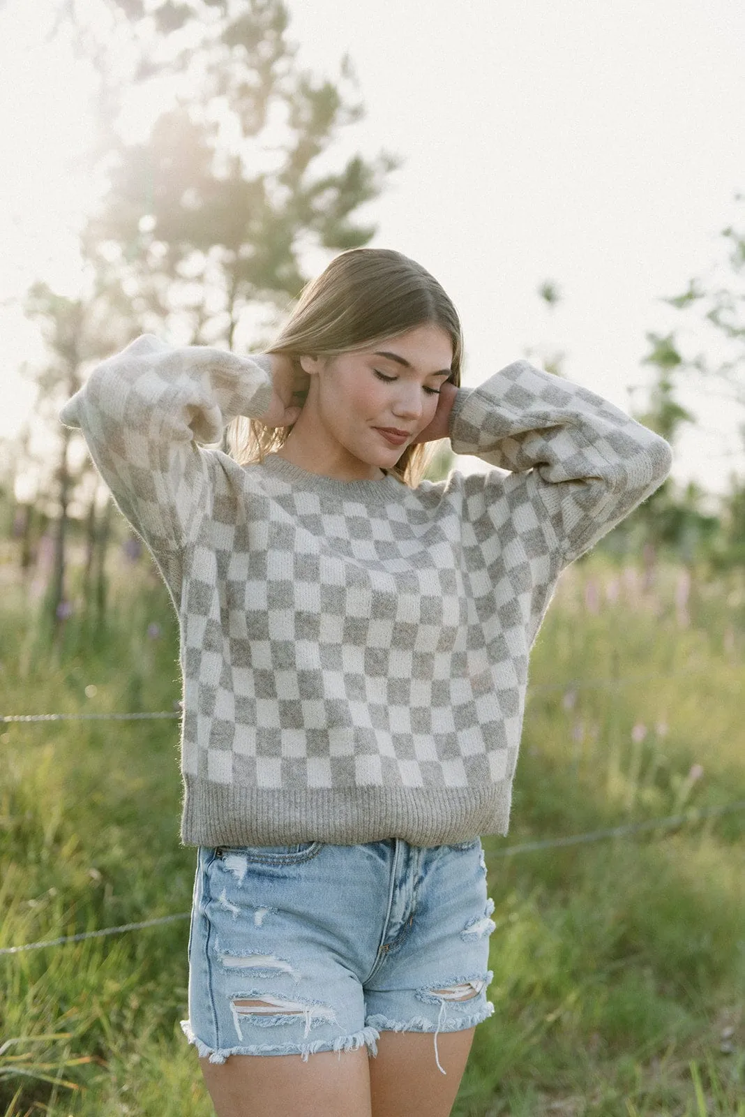 Oatmeal Checkered Sweater