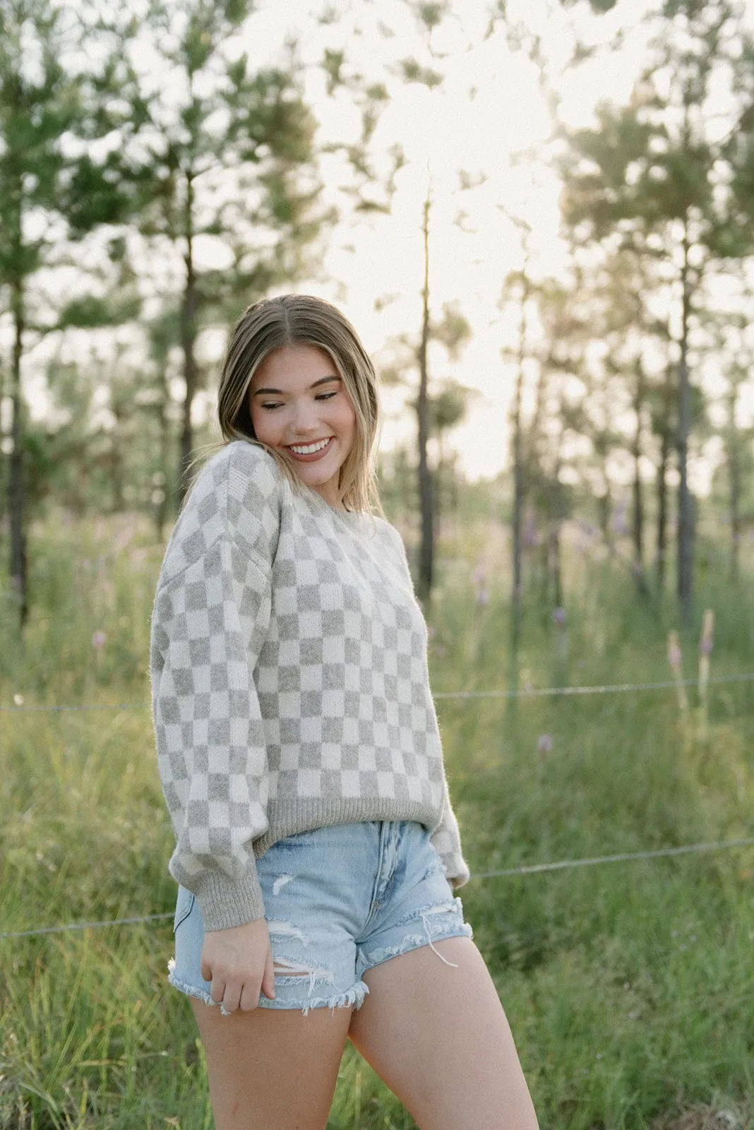 Oatmeal Checkered Sweater