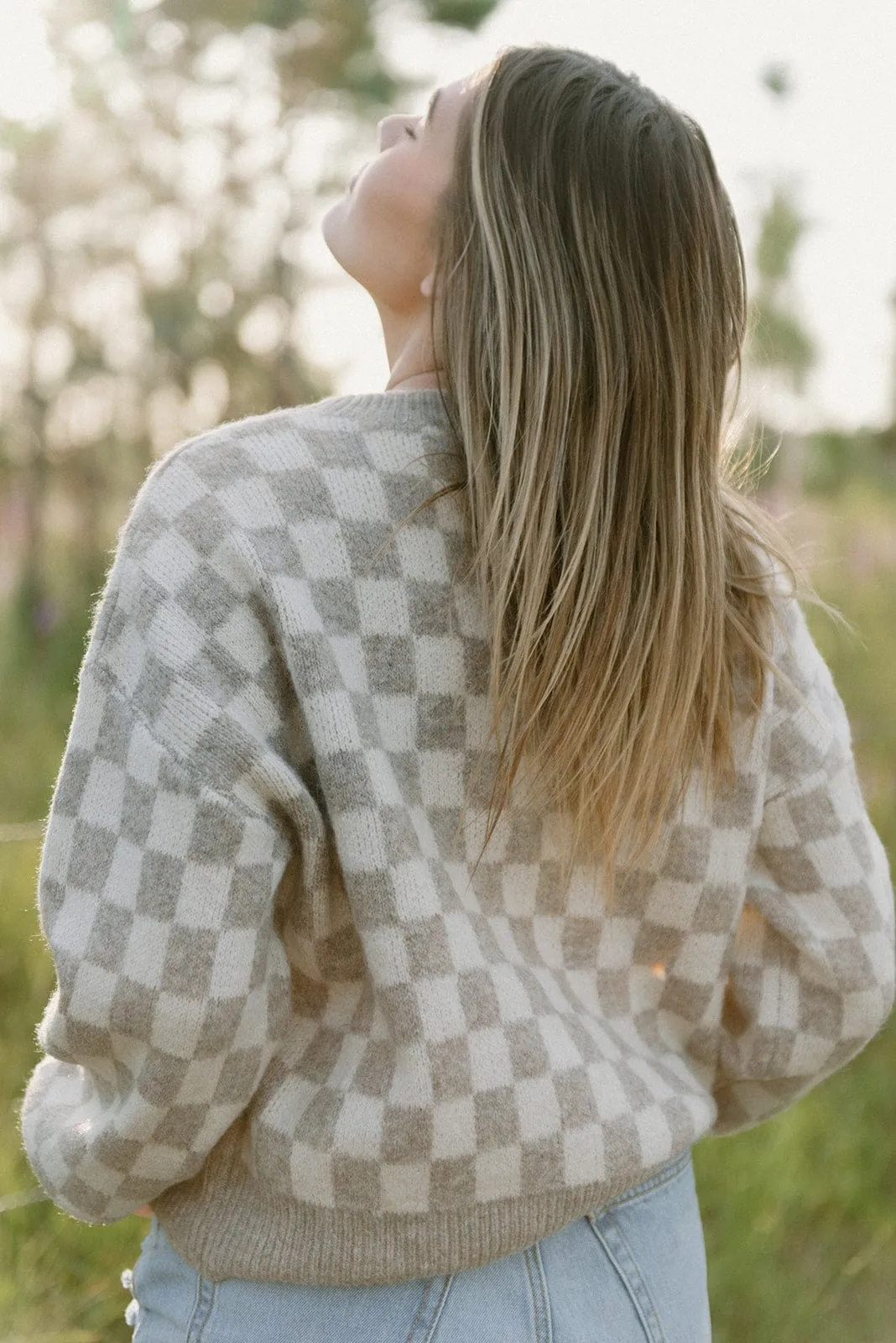 Oatmeal Checkered Sweater