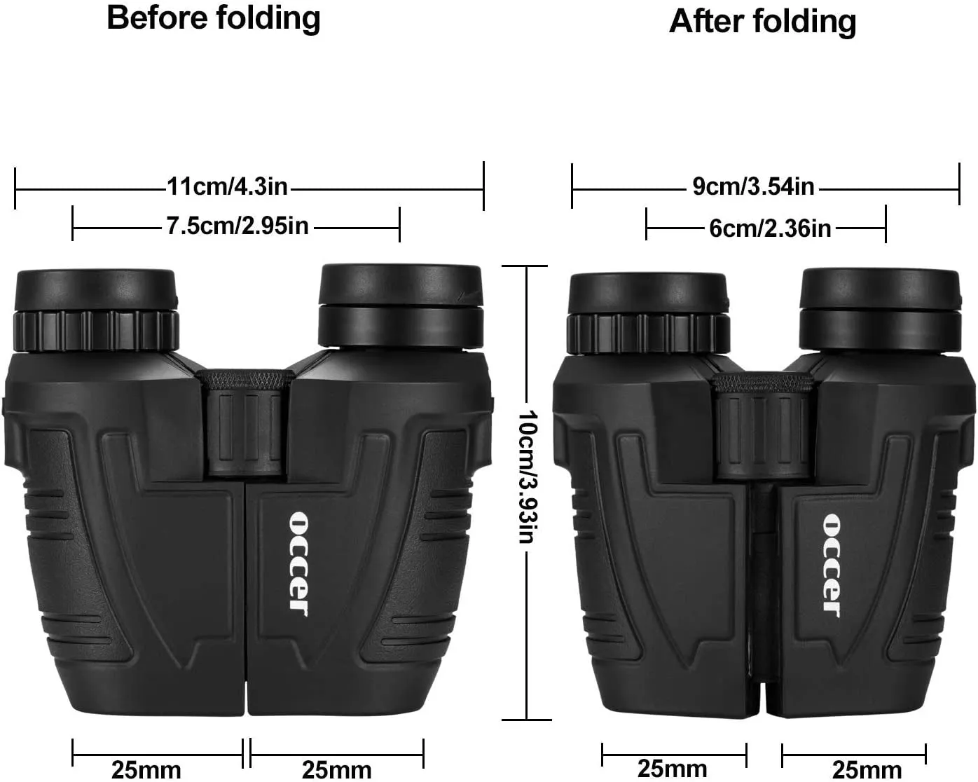 Occer 12X25 Compact Binoculars with Clear Low Light Vision, Large Eyepiece Waterproof Binocular for Adults Kids,High Power Easy Focus Binoculars for Bird Watching,Outdoor Hunting,Travel,Sightseeing