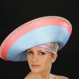 OE8013- Wide brim satin dress hat for women