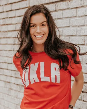 OKLA Red Tri-Blend Tee with White Letters