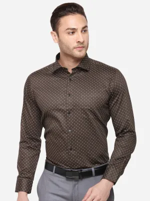 Olive Printed Slim Fit Formal Shirt | Greenfibre