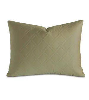 Olive Quilted Sateen Standard Sham Pillow Cover 20x27