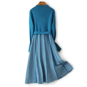 One Size Fits Most Jacquard Knit Maxi Sweater Dress