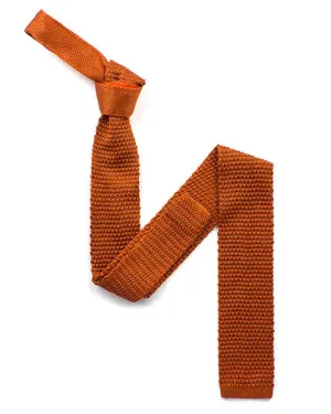 Orange Knitted Silk Tie