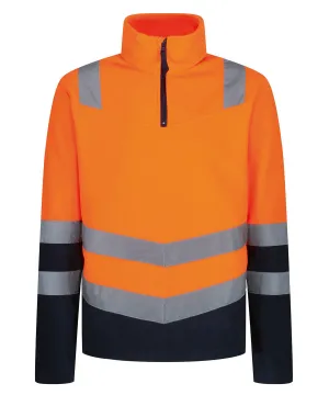 Orange - Pro hi-vis half zip fleece top