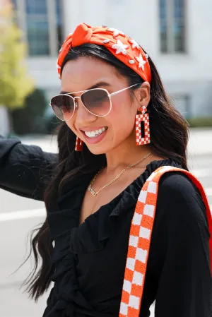 Orange Star   Gemstone Knotted Headband